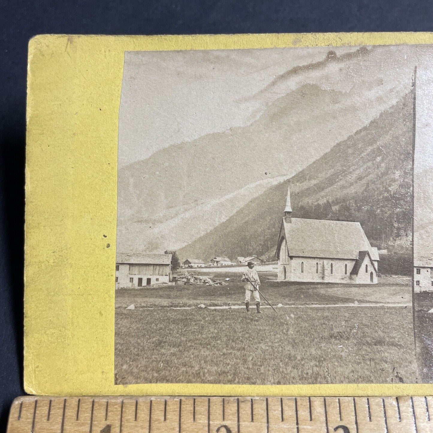 Antique 1860s Chamonix Protestant Church France Stereoview Photo Card P4195