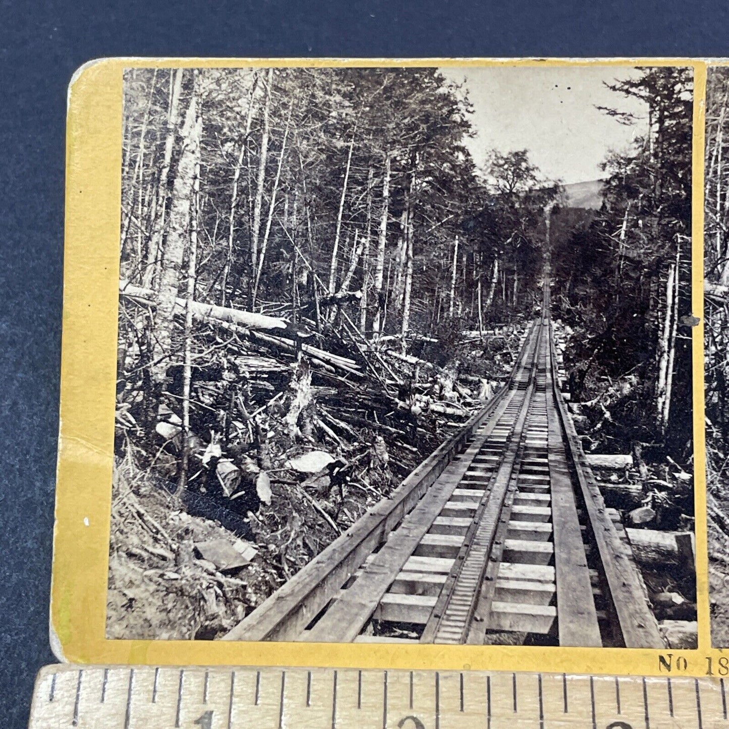 Antique 1870s Mount Washington Railroad Train Tracks Stereoview Photo Card V1891