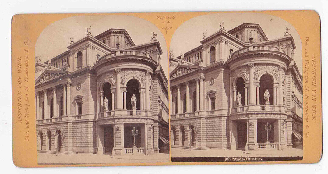 Antique 1870s Wiener Stadttheater Vienna Theater The Ronacher Stereo Card P235
