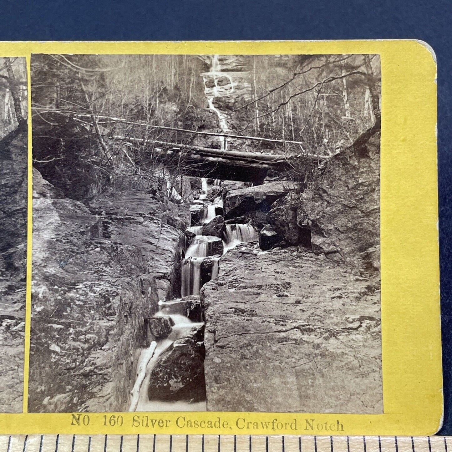 Antique 1870s Silver Cascade Crawford Notch NH Stereoview Photo Card V1961