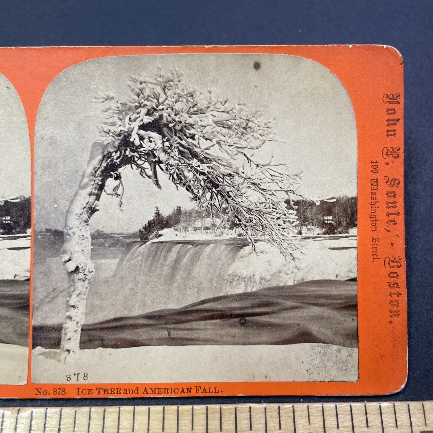 Antique 1864 The Deep Freeze Niagara Falls NY Stereoview Photo Card V1946