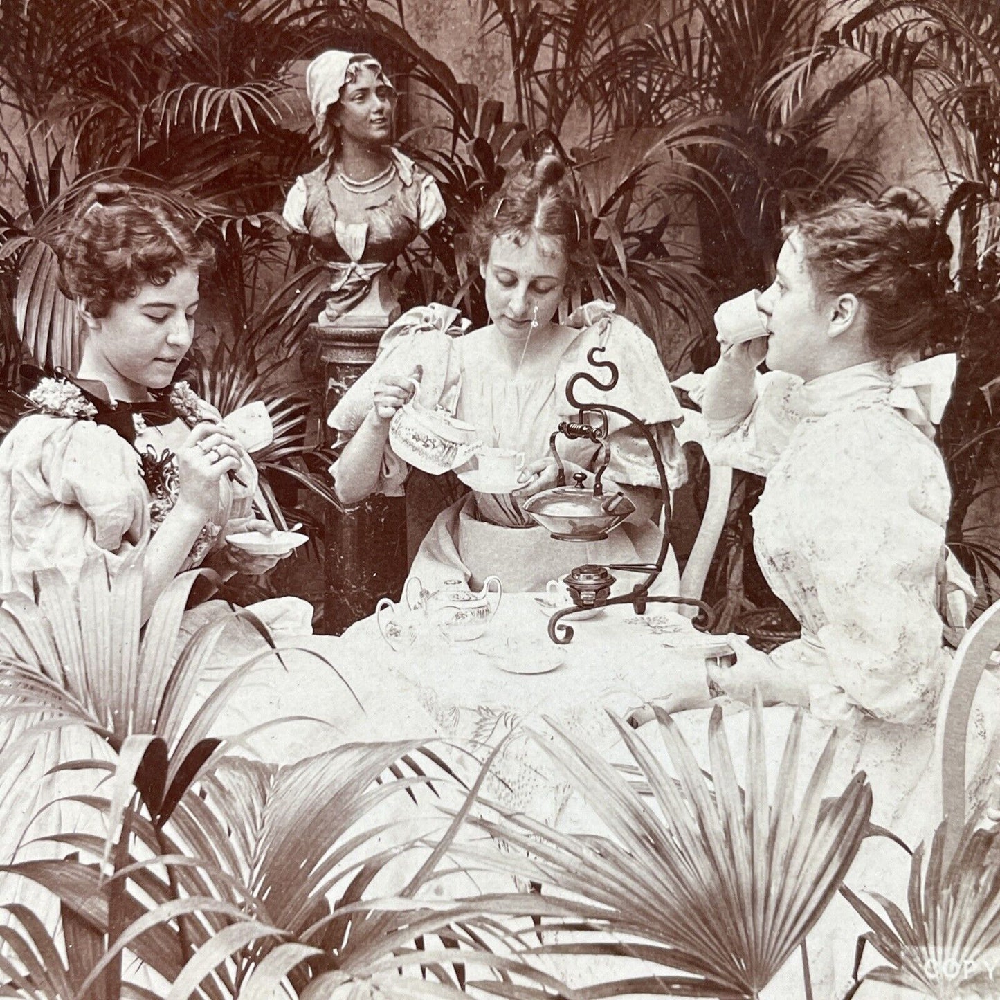 Antique 1890s Women Having Tea Together Stereoview Photo Card P2696