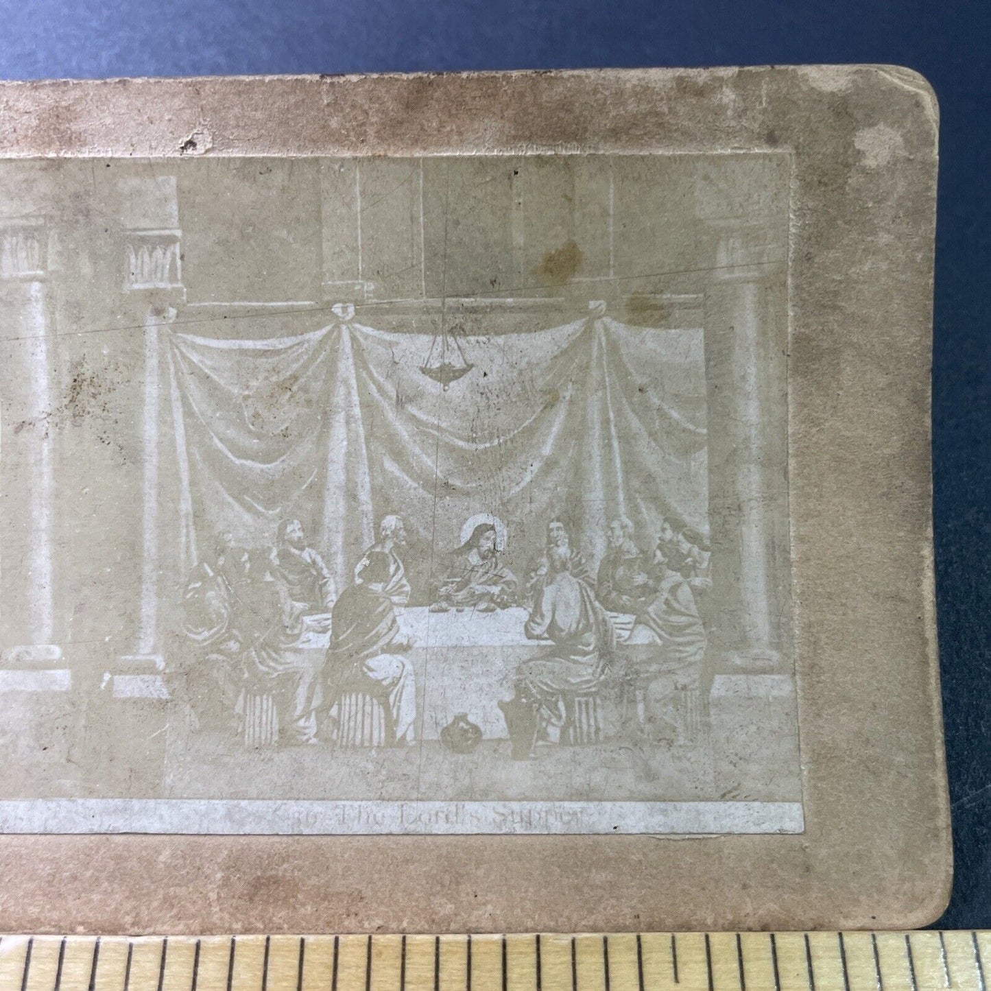 Antique 1860s Jesus And The Eucharist Lord's Supper Stereoview Photo Card P3410