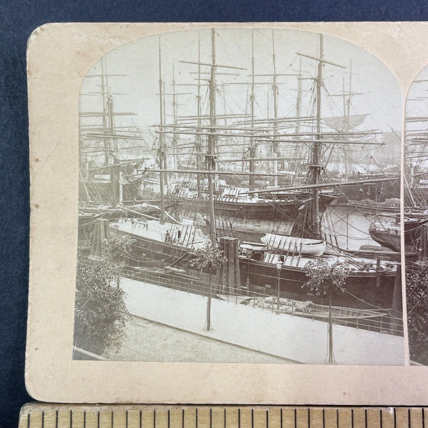 Royal Yachts In Harbor Hamburg Germany Stereoview Antique c1884 X3829