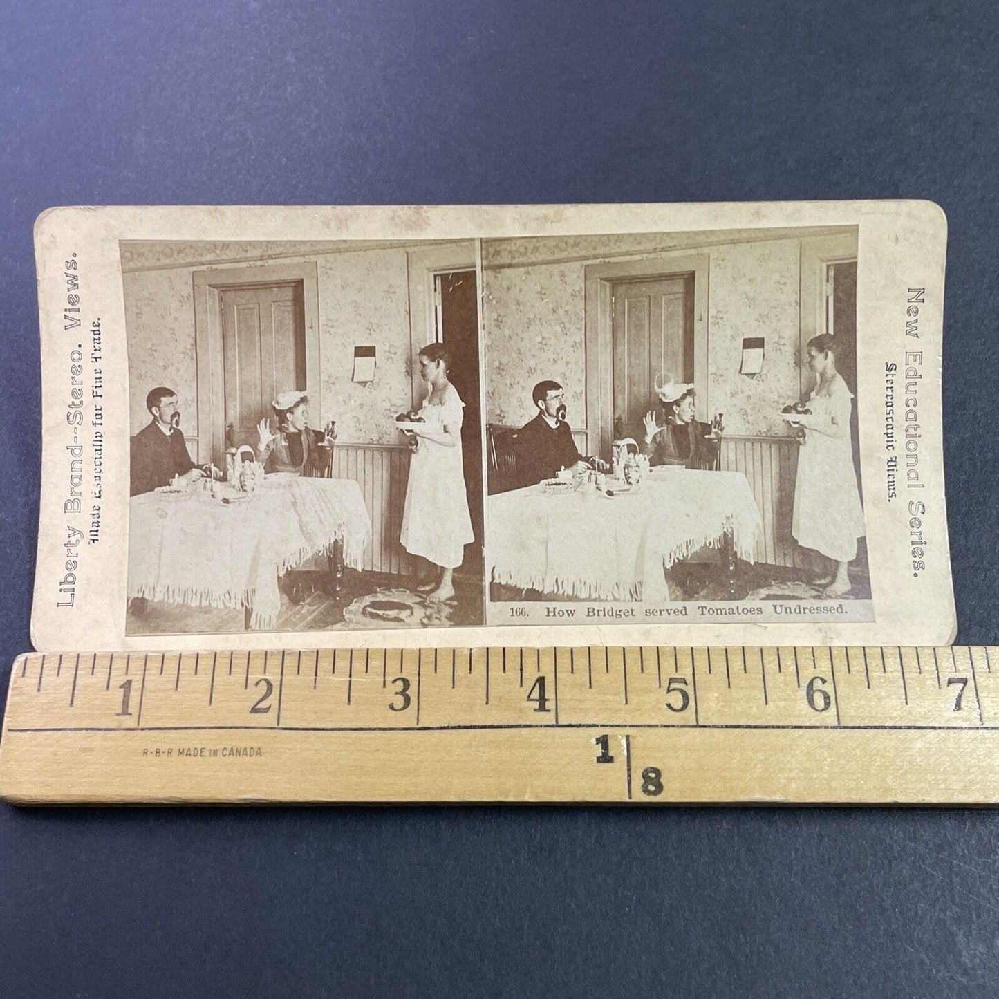 Antique 1880s Woman Serves Tomatoes In Her Underwear Stereoview Photo Card P3462