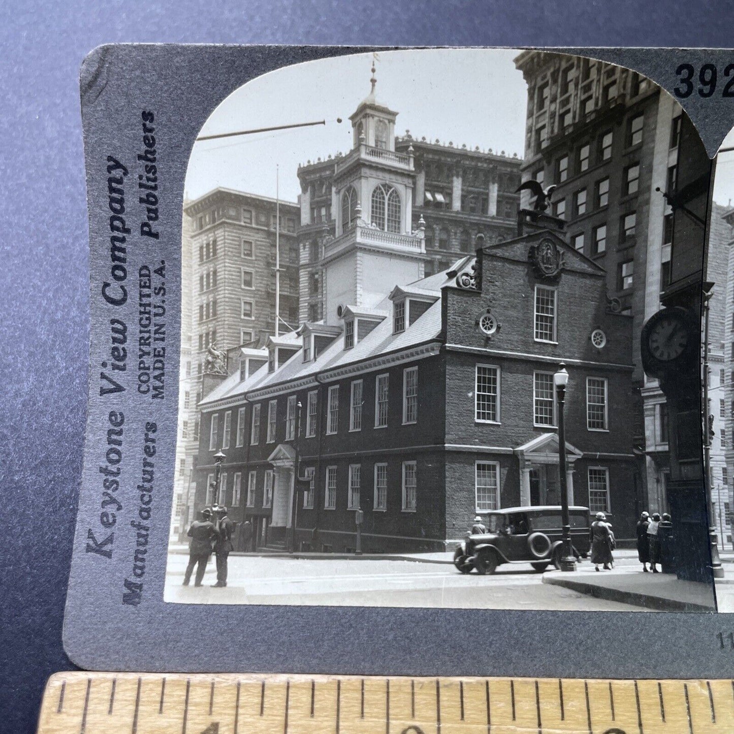 Antique 1920s Old State House Boston MASS Stereoview Photo Card P3164