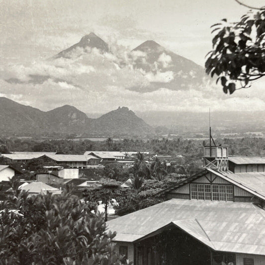 Antique 1910 The Acatenango Volcano Guatemala Stereoview Photo Card V2043