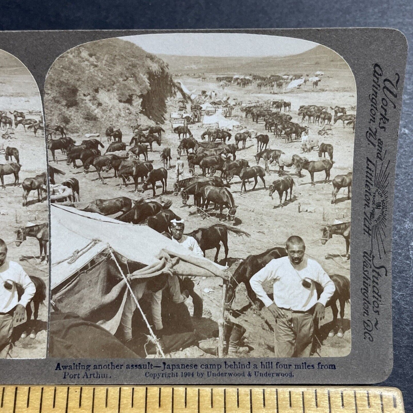 Antique 1904 Japan Army Cavalry Soldiers Stereoview Photo Card P5584