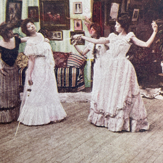 Antique 1906 Women Fencing Each Other Stereoview Photo Card P1145