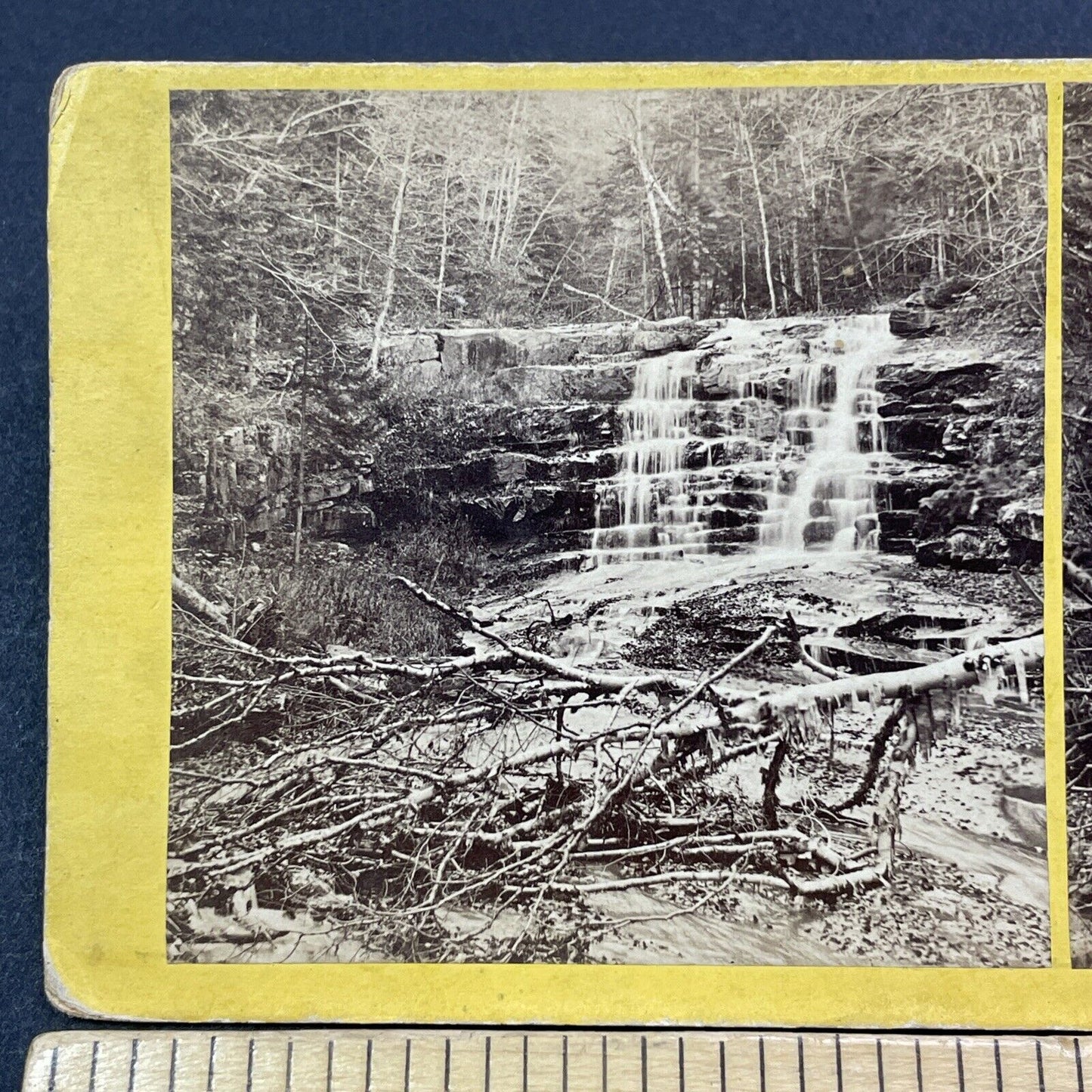 Antique 1870s Walkers Falls Franconia Notch NH Stereoview Photo Card V1947