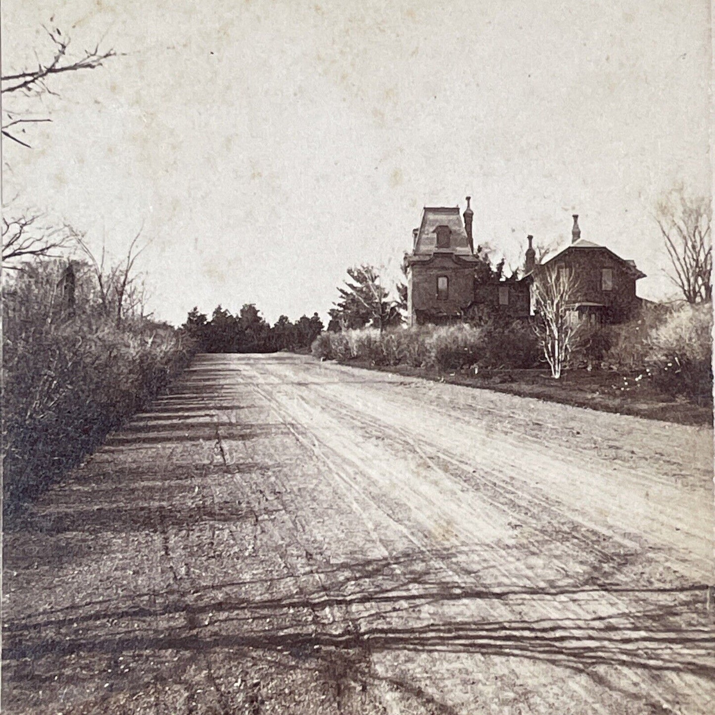 Oakwood Cemetery Entrance Gatehouse Troy New York Stereoview c1880s Y998