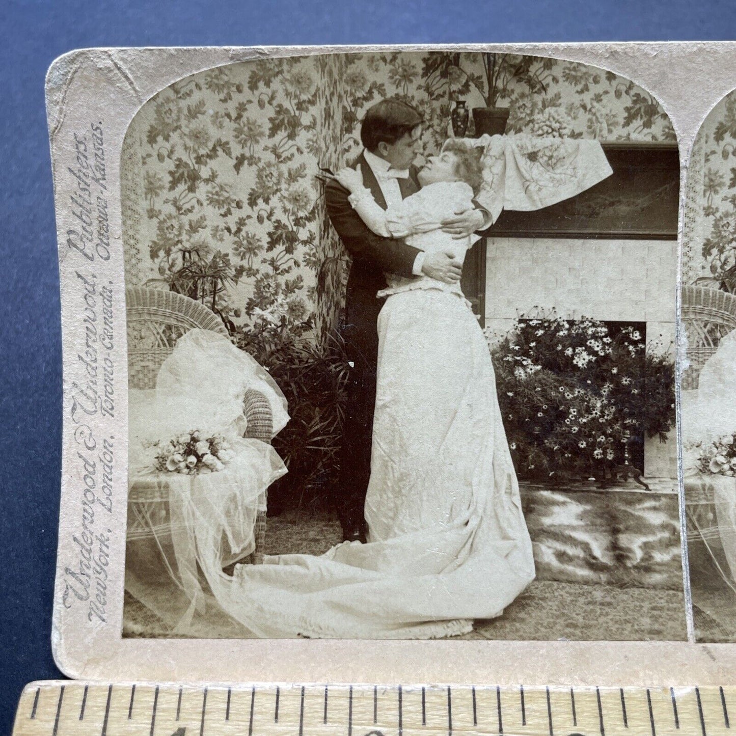 Antique 1897 Newly Weds Consummate Marraige Stereoview Photo Card P2509