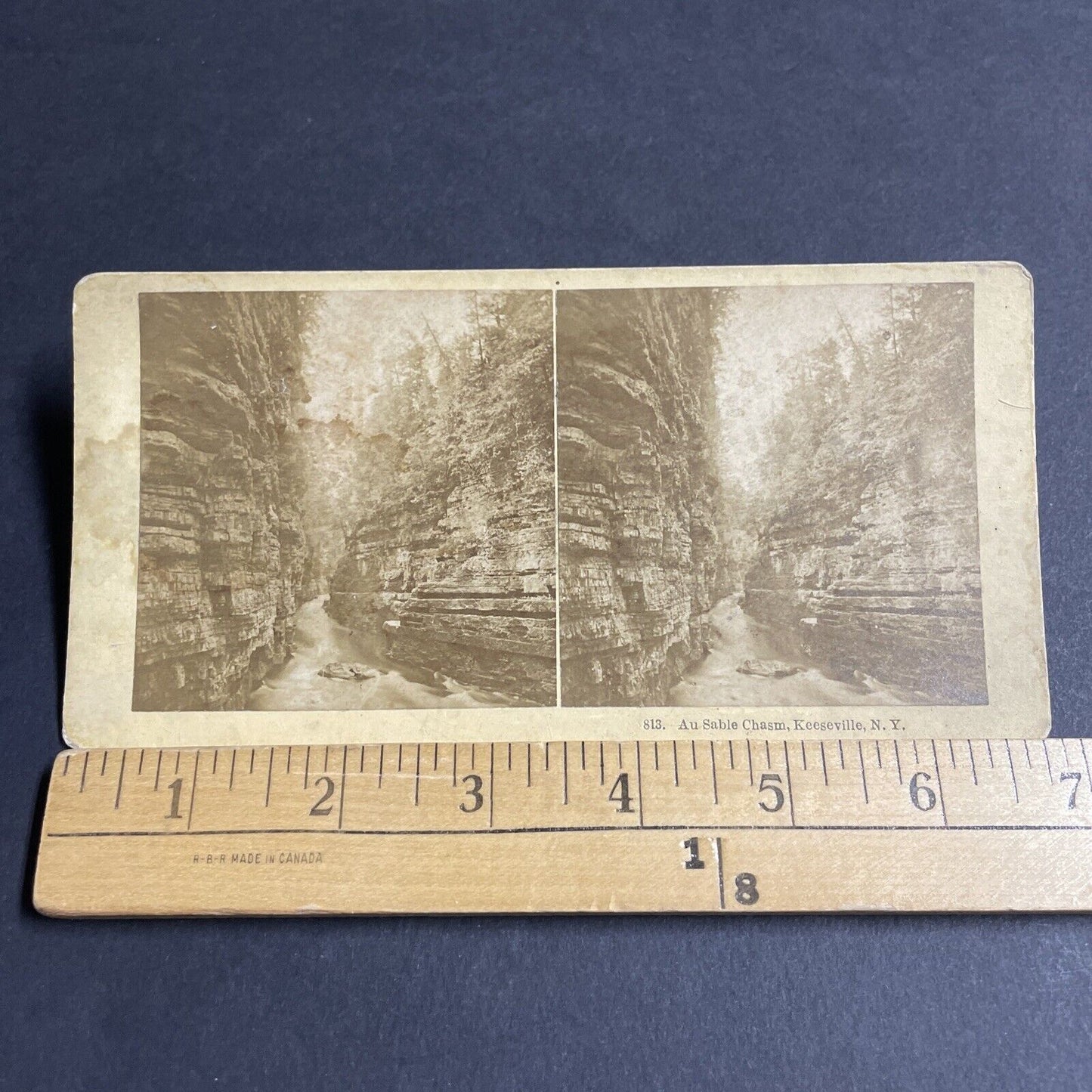 Antique 1870s Ausable Chasm Keeseville New York Stereoview Photo Card P4796