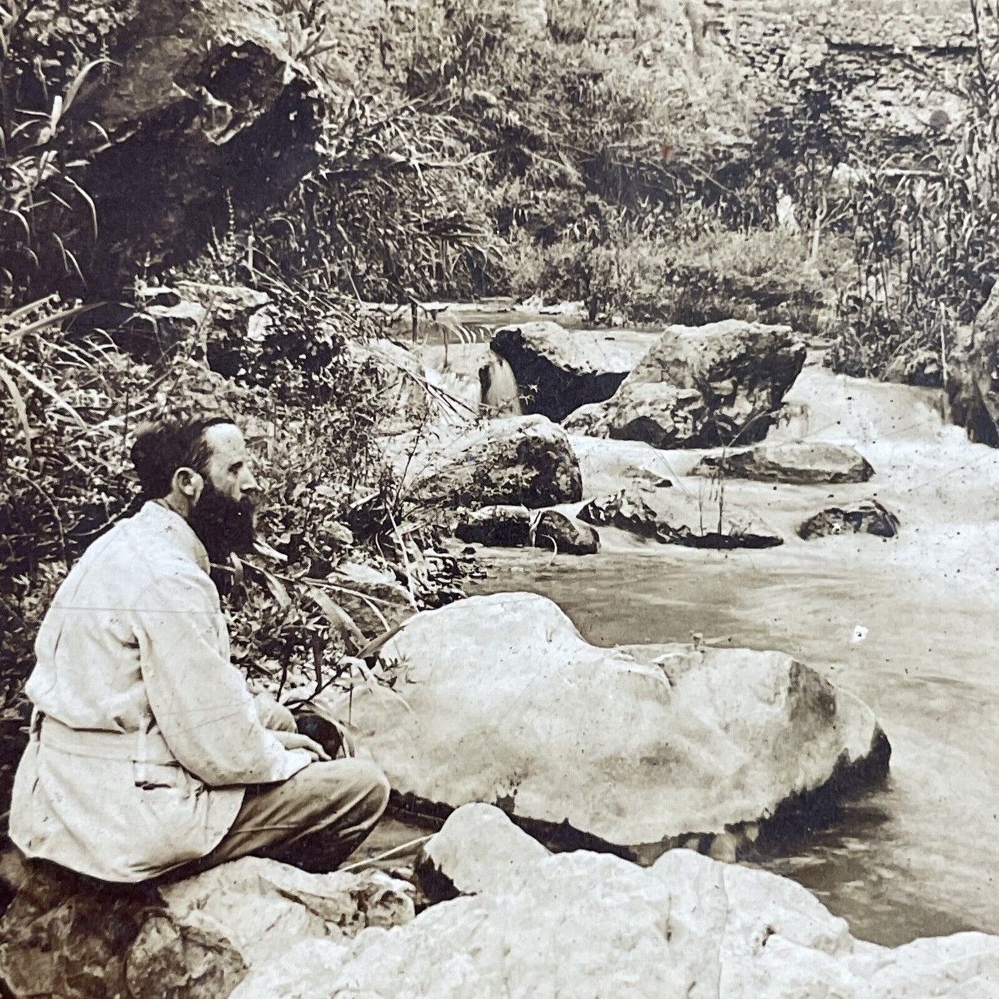 Antique 1909 American Explorer In Palestine Israel Stereoview Photo Card P4583