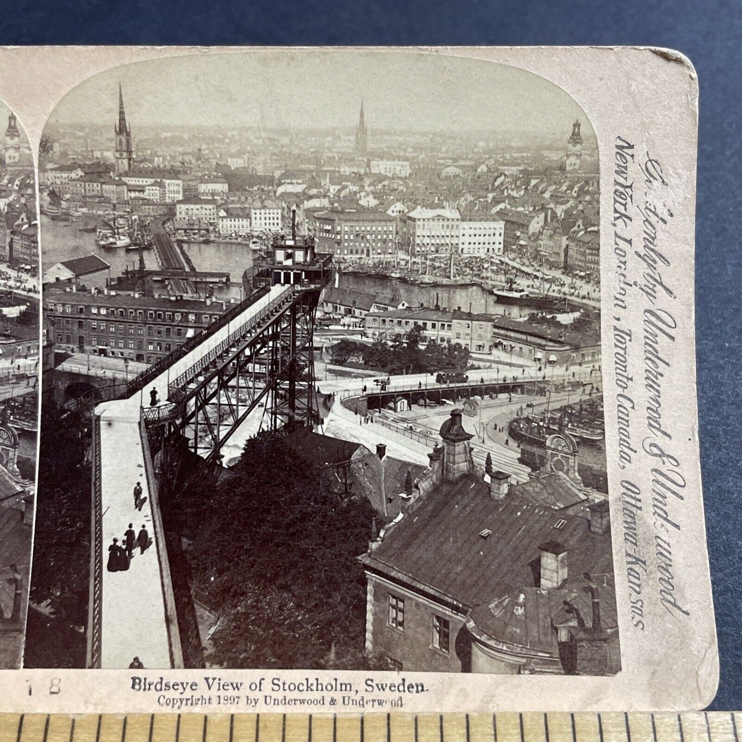 Antique 1897 Stockholm Sweden City View Stereoview Photo Card P5094