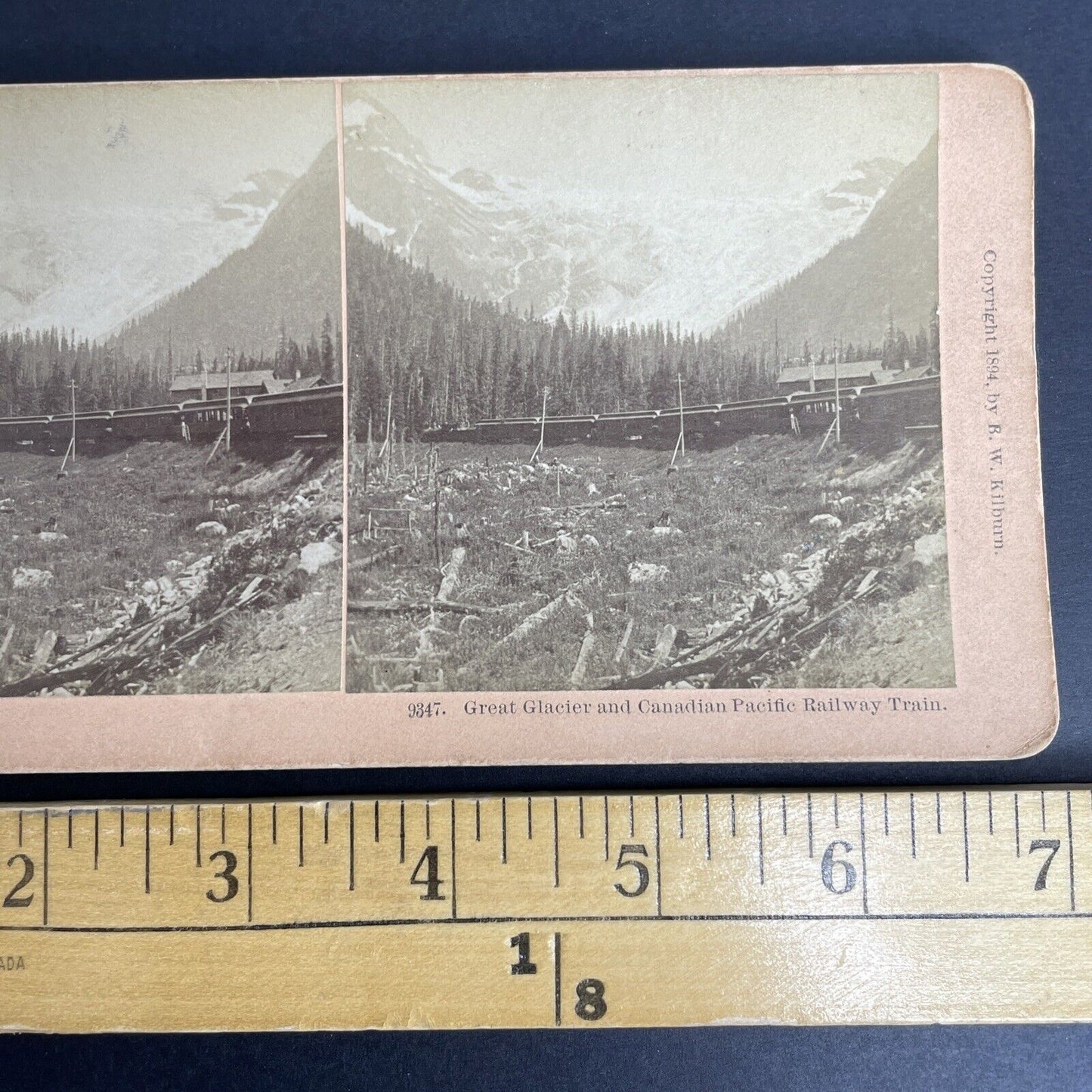 Antique 1894 Canadian Pacific Railway In BC Mountains Stereoview Photo Card P894