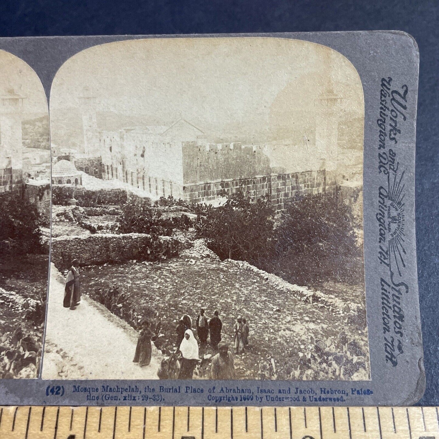 Antique 1899 Cave Of The Patriarchs Hebron West Bank Stereoview Photo Card P4202