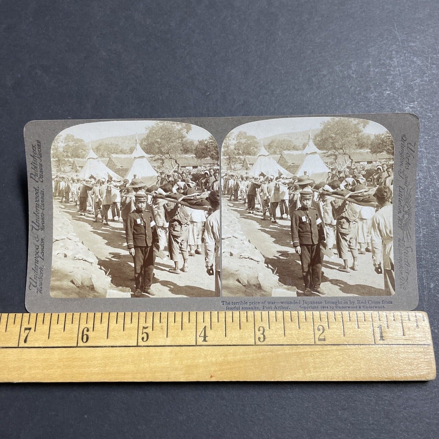 Antique 1904 Dead & Wounded Japan Army Soldiers Stereoview Photo Card P1820