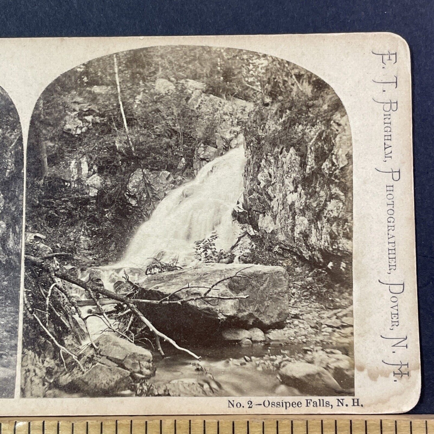 Roaring Falls Wolfeboro New Hampshire Stereoview ET Brigham Antique c1872 X926