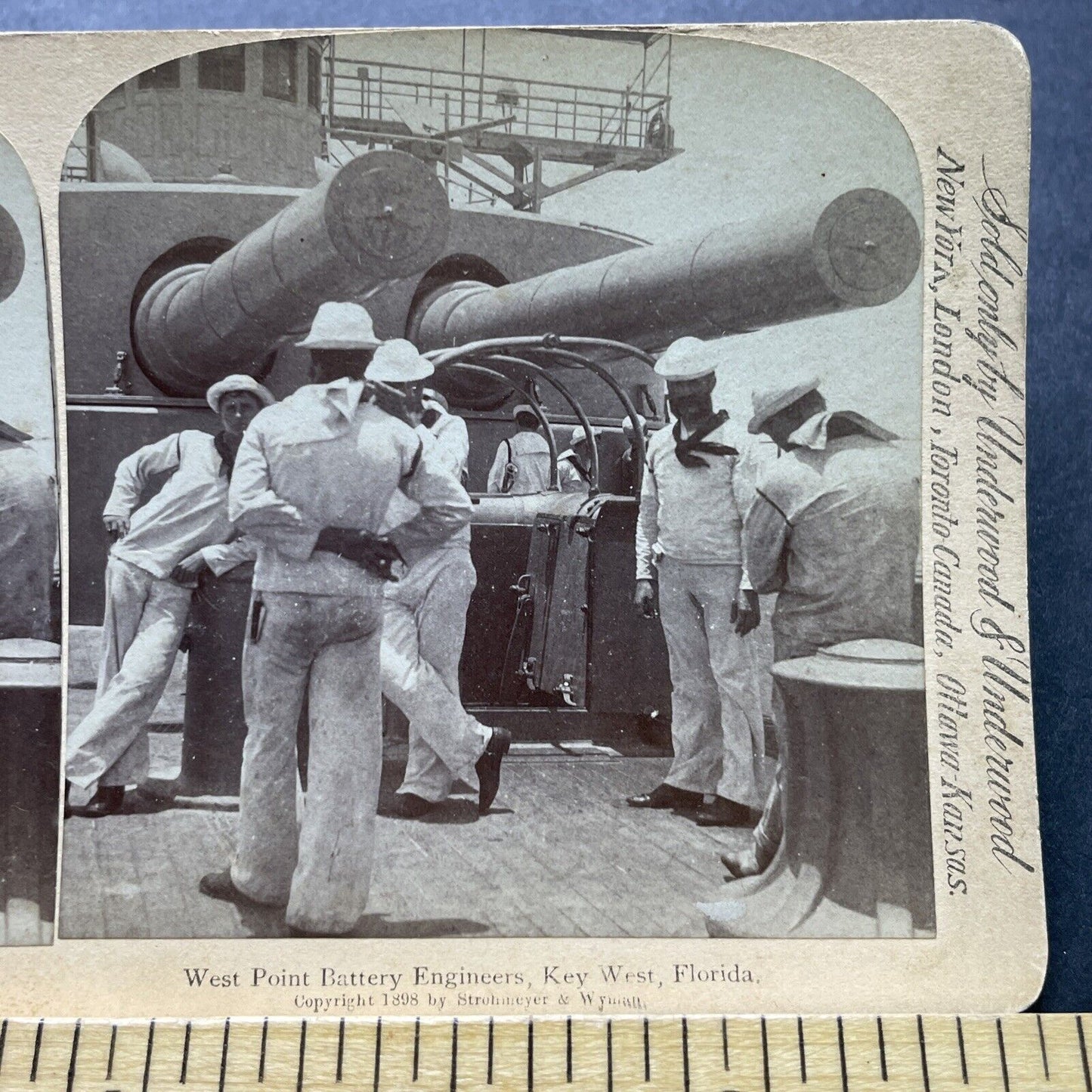 Antique 1898 West Point US Navy Sailors In Florida Stereoview Photo Card P2412