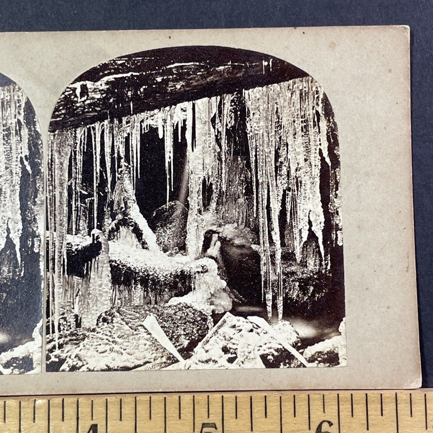 Ice Caverns White Mountains NH Stereoview Photo Card Antique c1880s X882