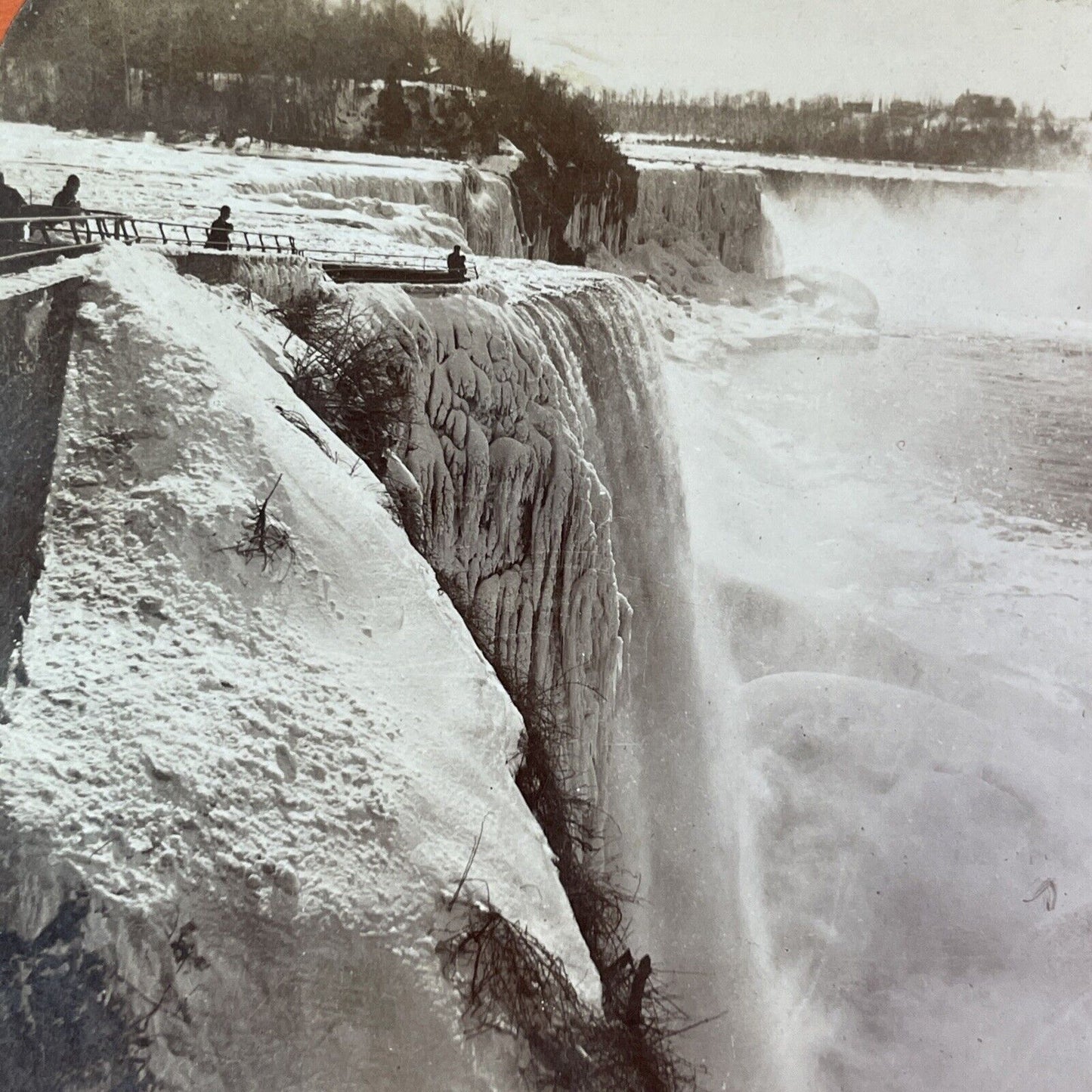 Niagara Falls New York Waterfall Frozen Stereoview Antique c1896 Y1442