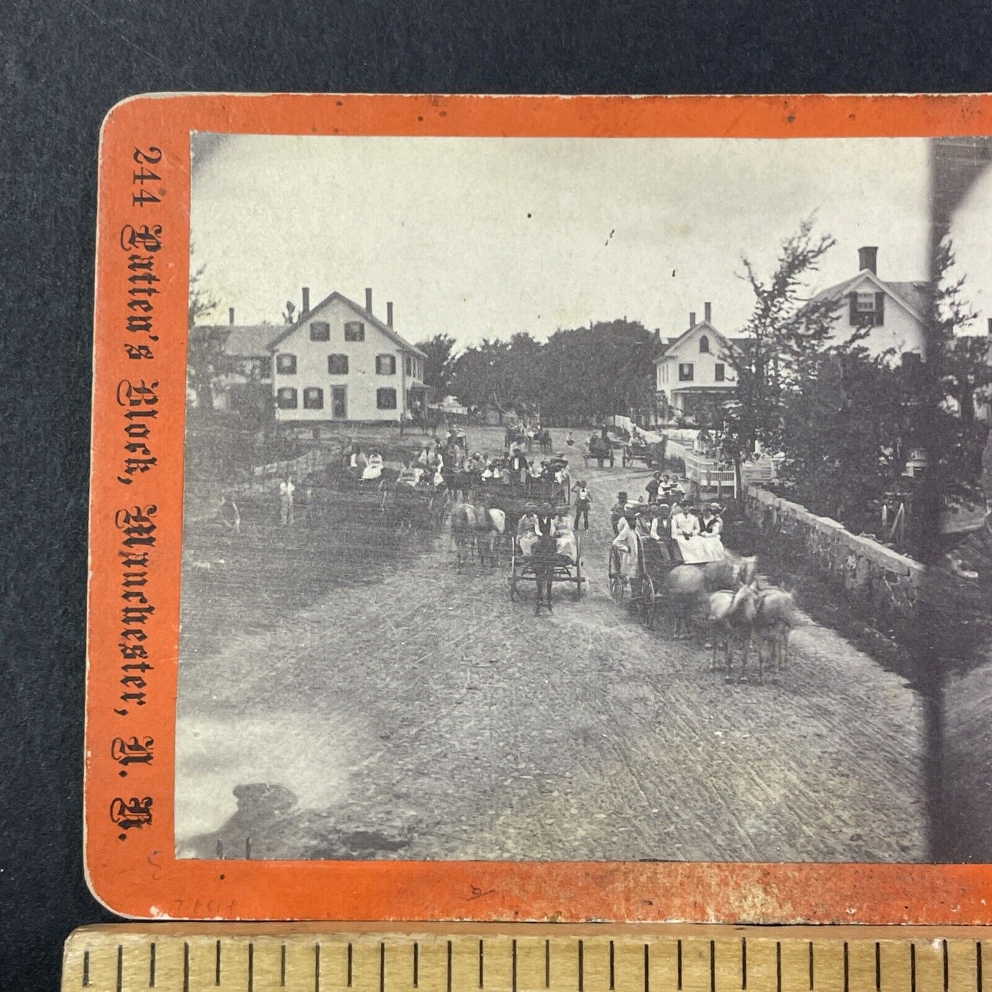 Towns People Manchester NH 2-Sided Stereoview Photo Card Antique c1869 X896