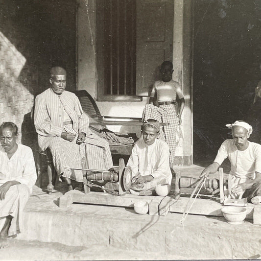 Antique 1918 Diamond Gem Sellers Ratnapura Sri Lanka Stereoview Photo Card P1268