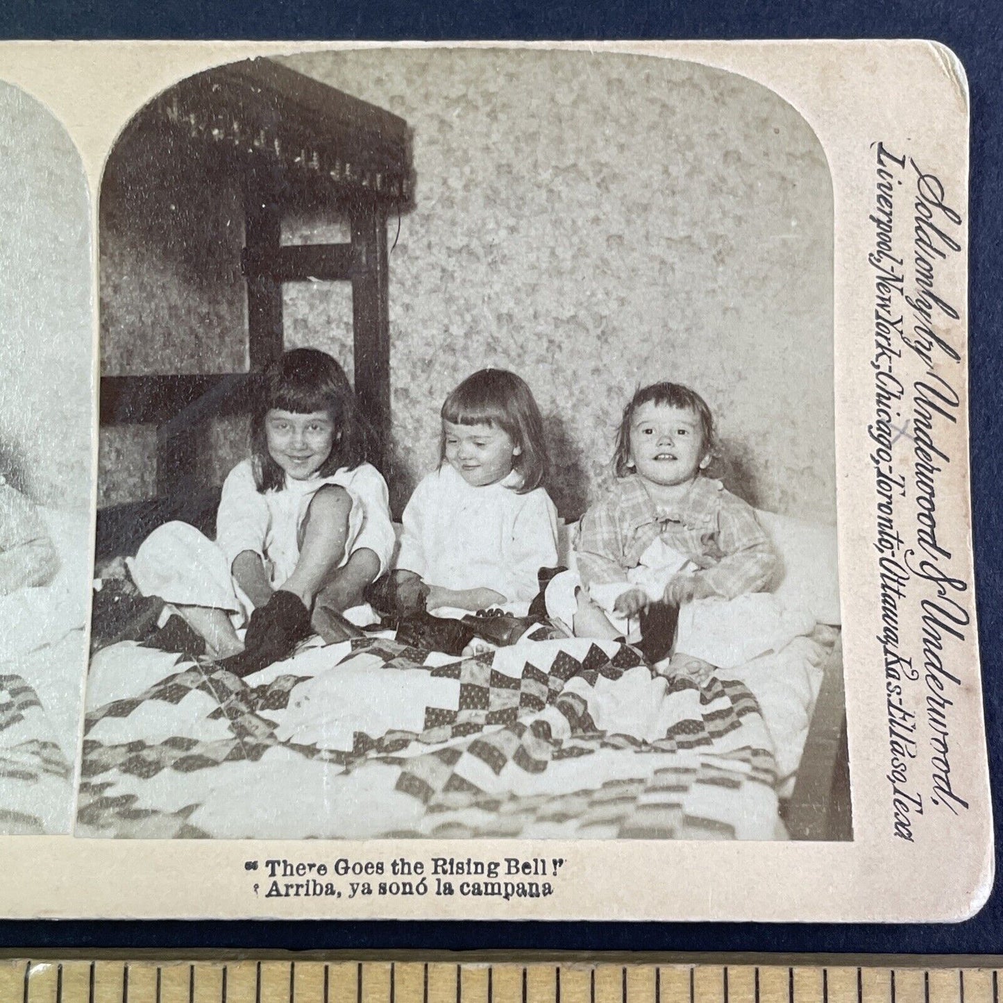 Children Wake Up in the Morning Stereoview Strohmeyer Antique c1890 Y2495