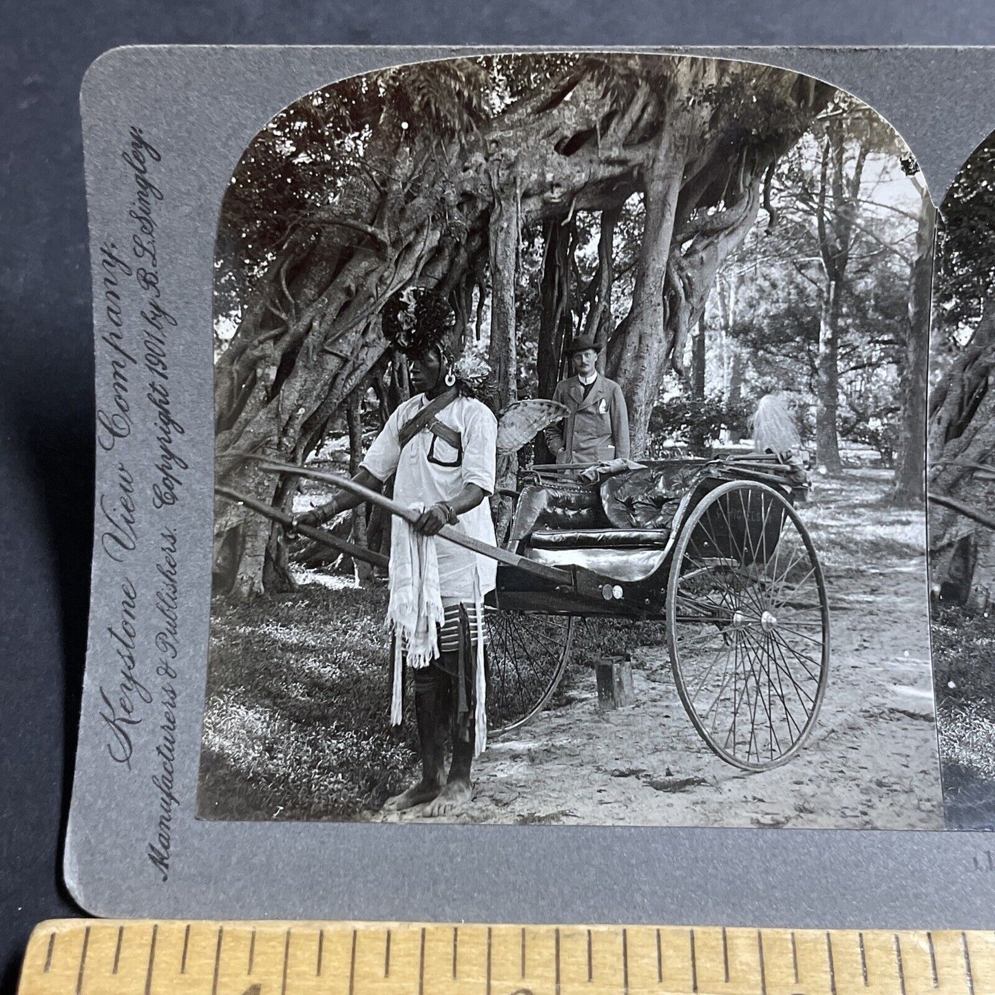 Antique 1901 A Human Taxi In Durban South Africa Stereoview Photo Card P5194