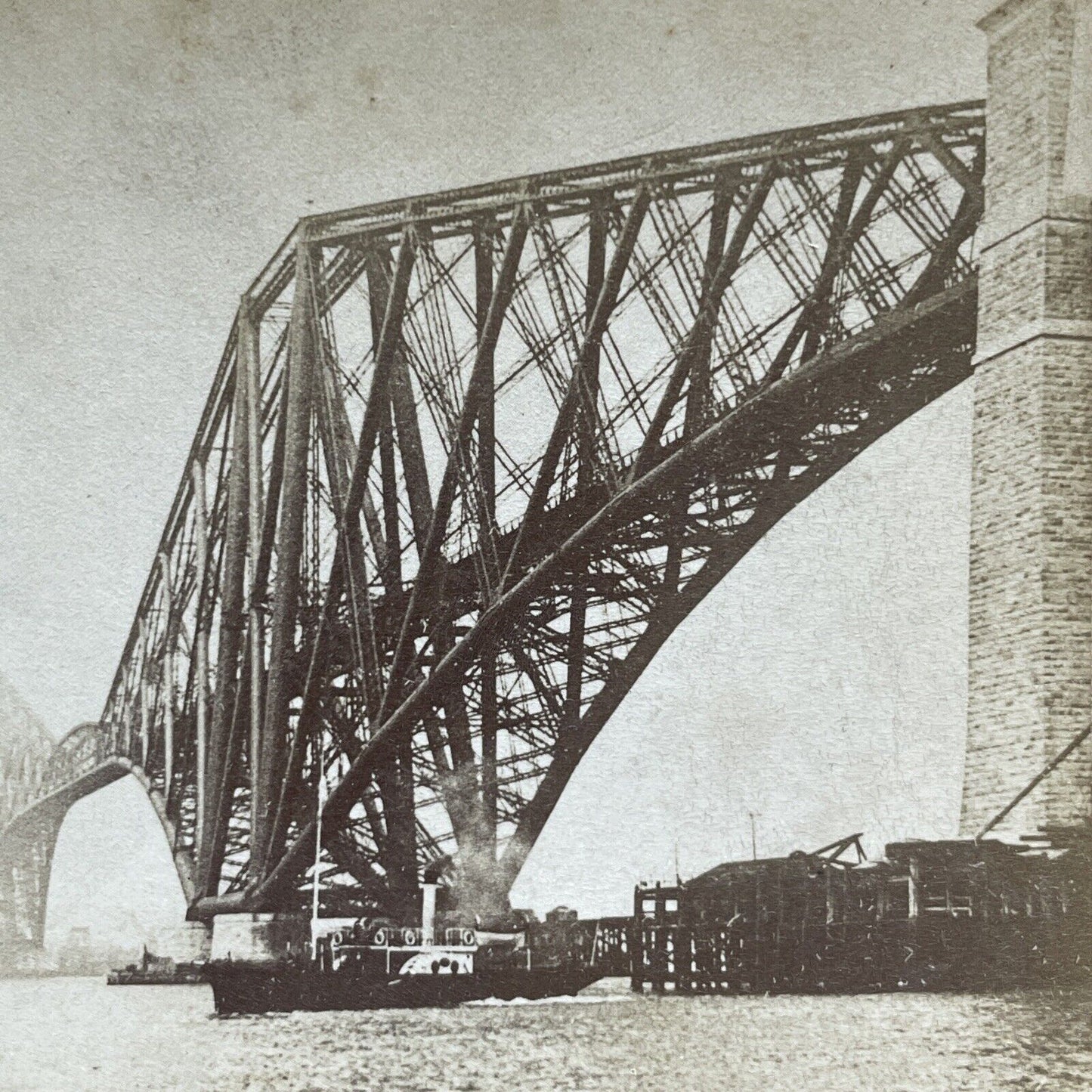 Antique 1891 Great Forth Bridge Edinburgh Scotland Stereoview Photo Card P2007