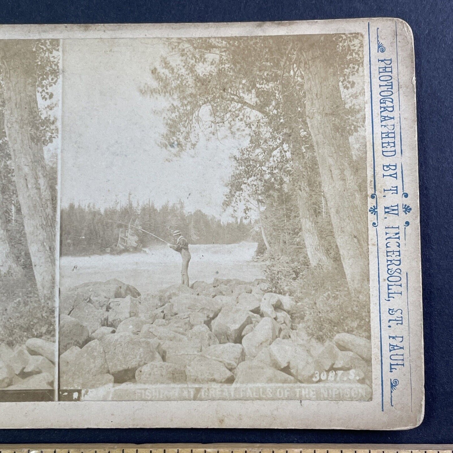 Nipigon River Waterfalls Ontario Canada Stereoview Thunder Bay c1888 Y439