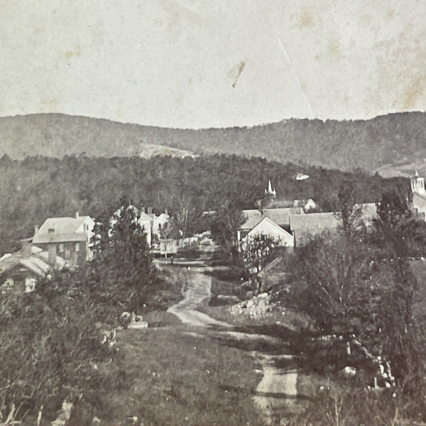 North Adams? Massachusetts Stereoview Orange Card Antique c1865 X1622