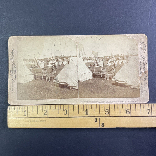 United States Army 12th Infantry Regiment Stereoview Antique c1899 X3518