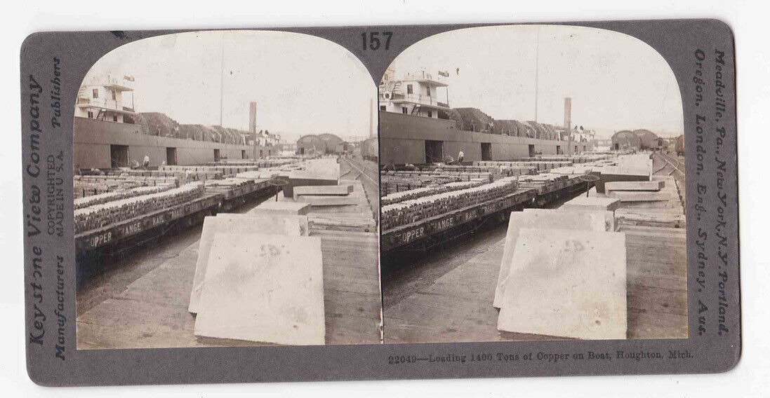 Antique 1912 Copper Range Railroad Loading Ingots Houghton MI Photo Card P118