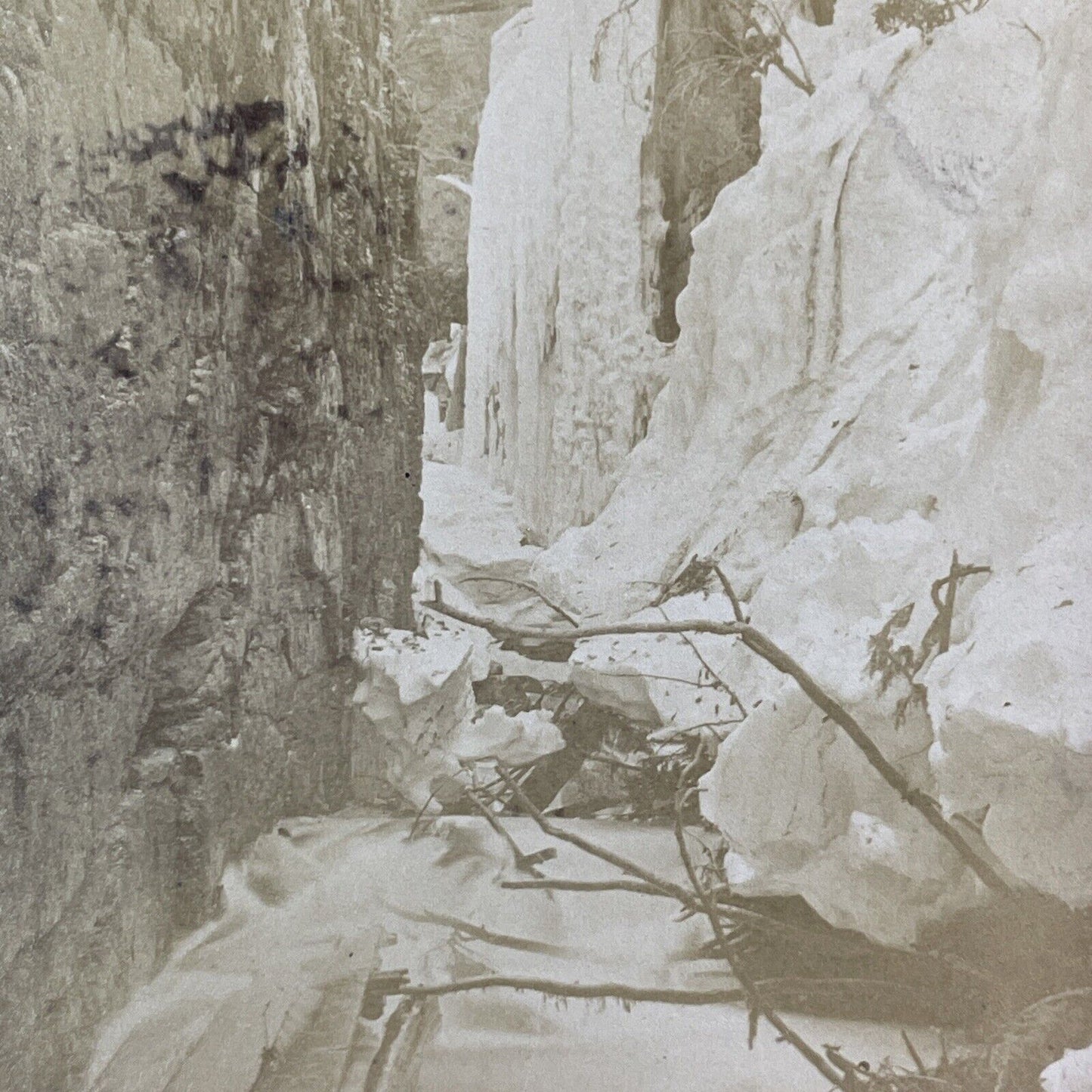 Franconia Notch Ice and Snow Damage Stereoview New Hampshire c1870s Y943