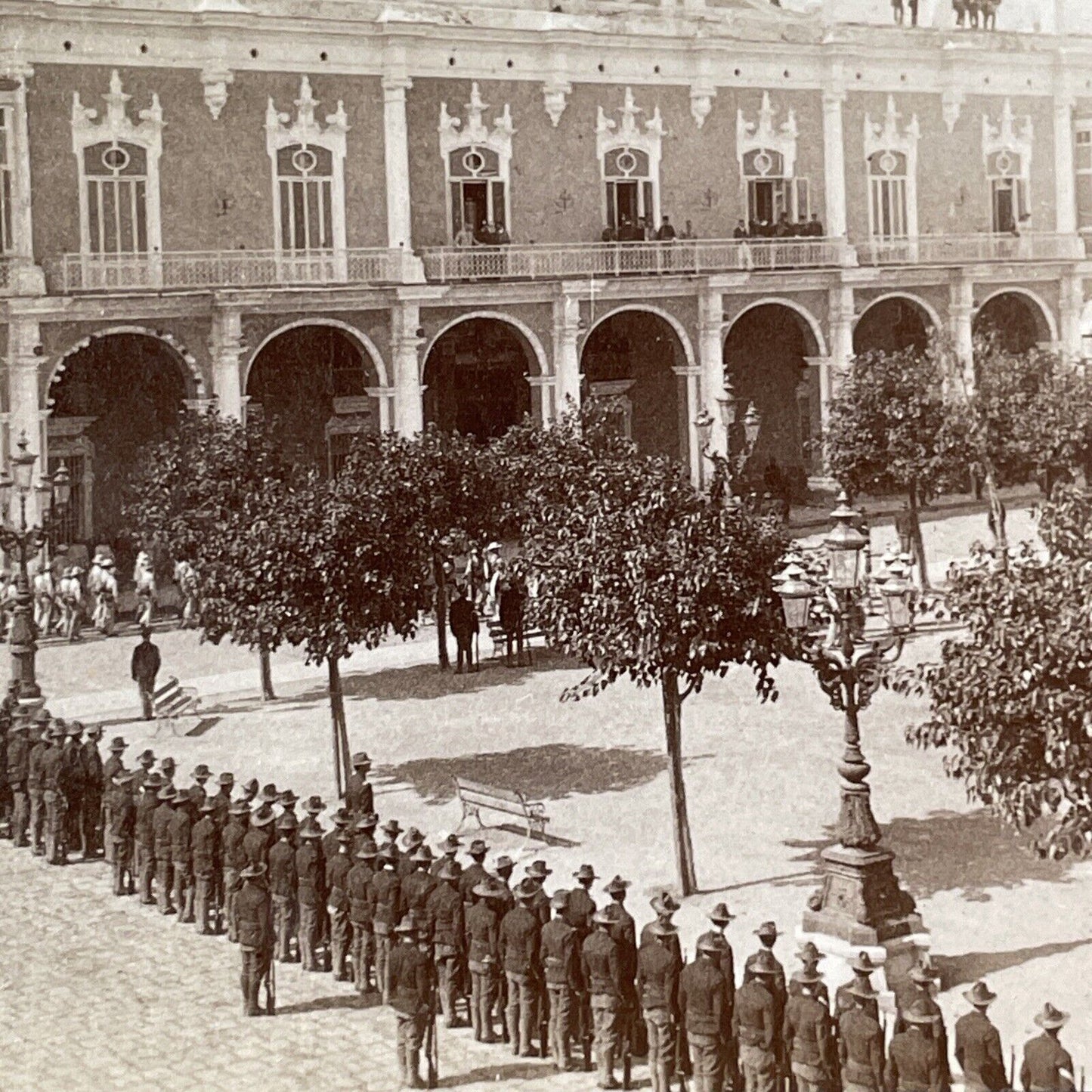 American Soldiers In Formation Stereoview Havana Cuba Antique c1899 X2737