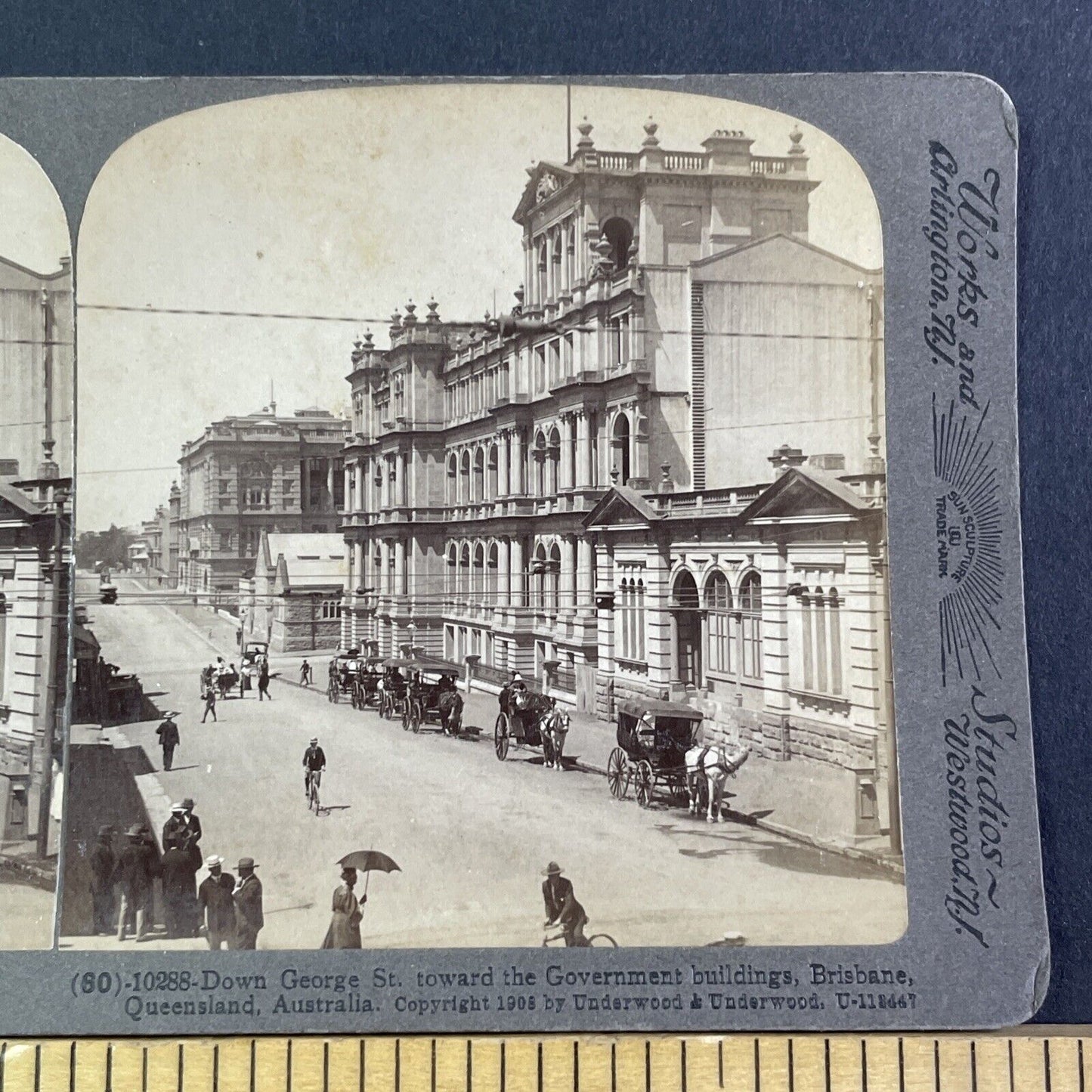 Brisbane Australia Queensland Downtown Stereoview Antique c1908 X3508