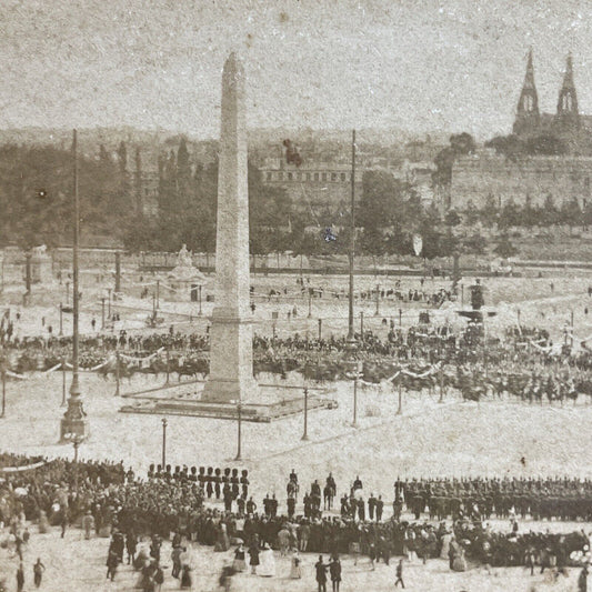 Antique 1870s Luxor Obelisk Paris France Cleoptra Stereoview Photo Card P4132