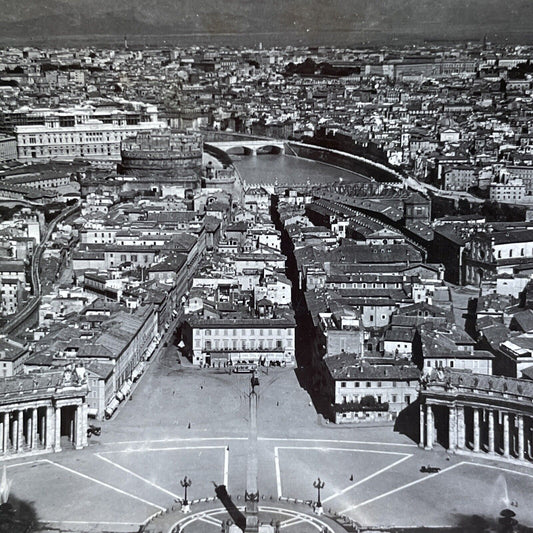 Antique 1904 The City Of Rome Italy Downtown View Stereoview Photo Card V2858