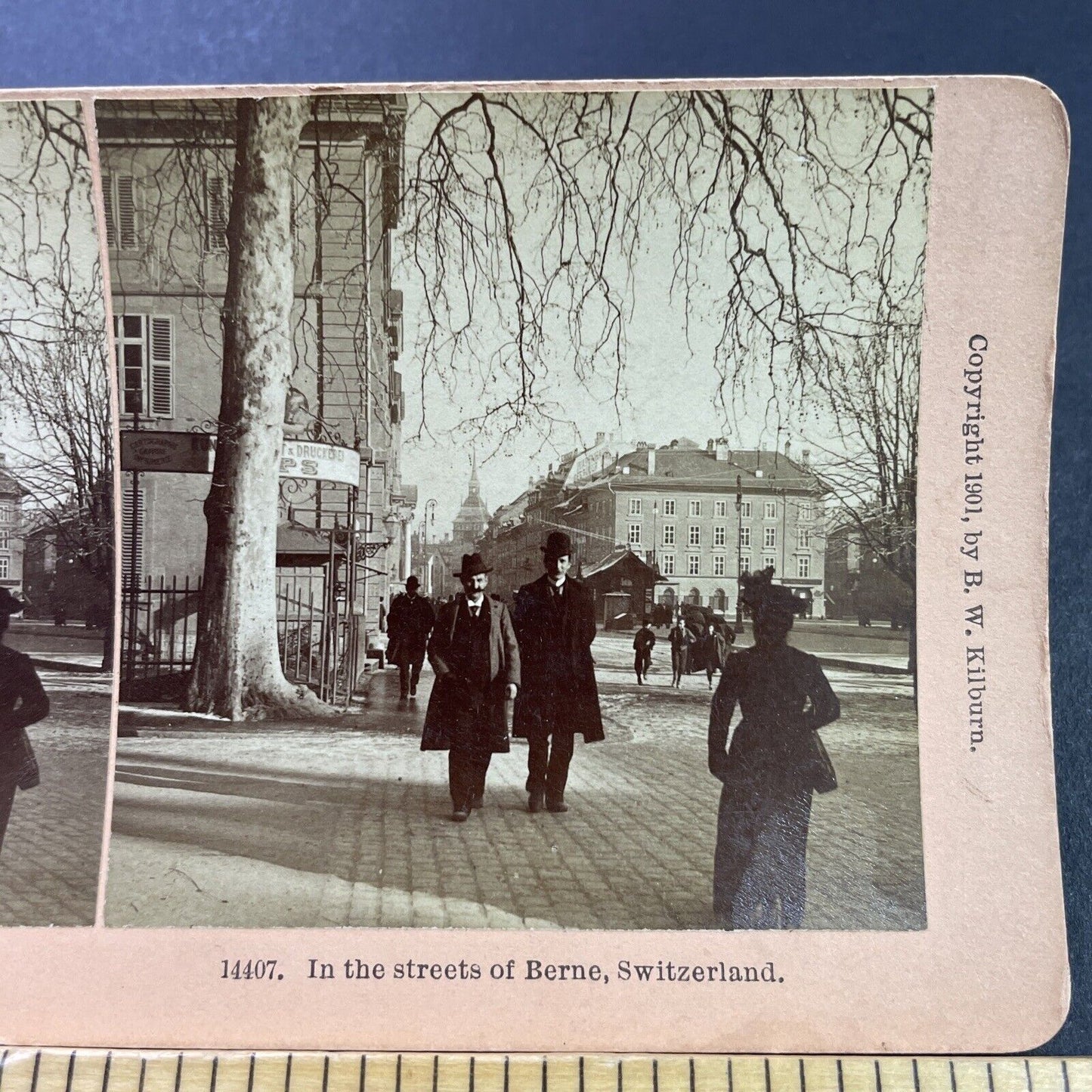 Antique 1901 Businessmen In Bern Switzerland Stereoview Photo Card P3940