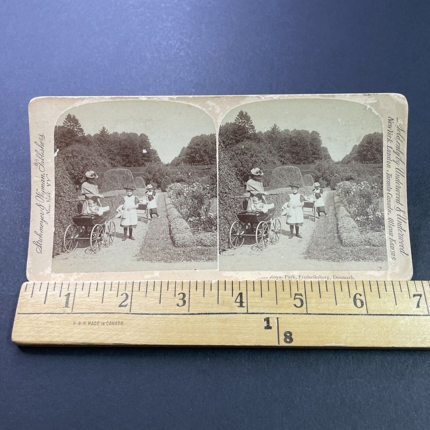 Antique 1897 Hillerod Denmark Woman With Stroller Stereoview Photo Card P3929