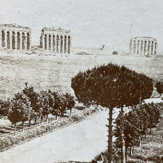 Antique 1890s Aquaduct Ruins In Rome Italy Stereoview Photo Card P2493