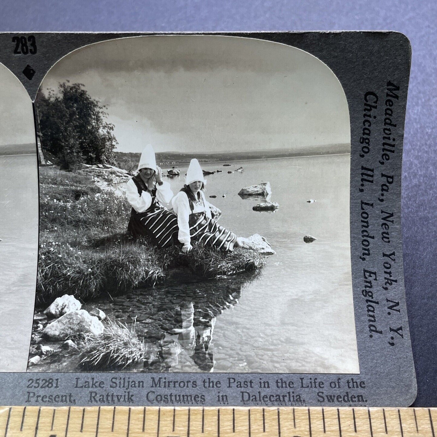 Antique 1920s Traditional Swedish Girls Women Sweden Stereoview Photo Card V2979