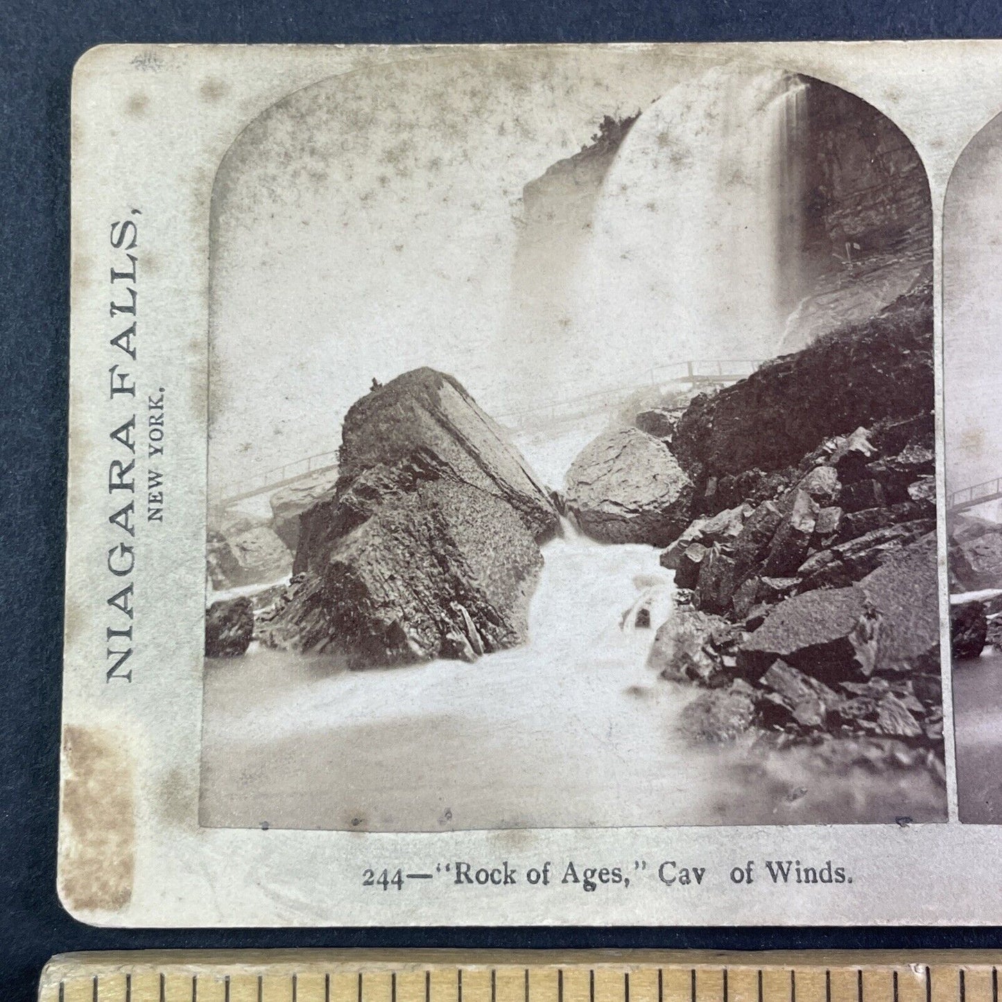 Rock of Ages Niagara Falls Stereoview George Curtis Antique c1880 Y2525