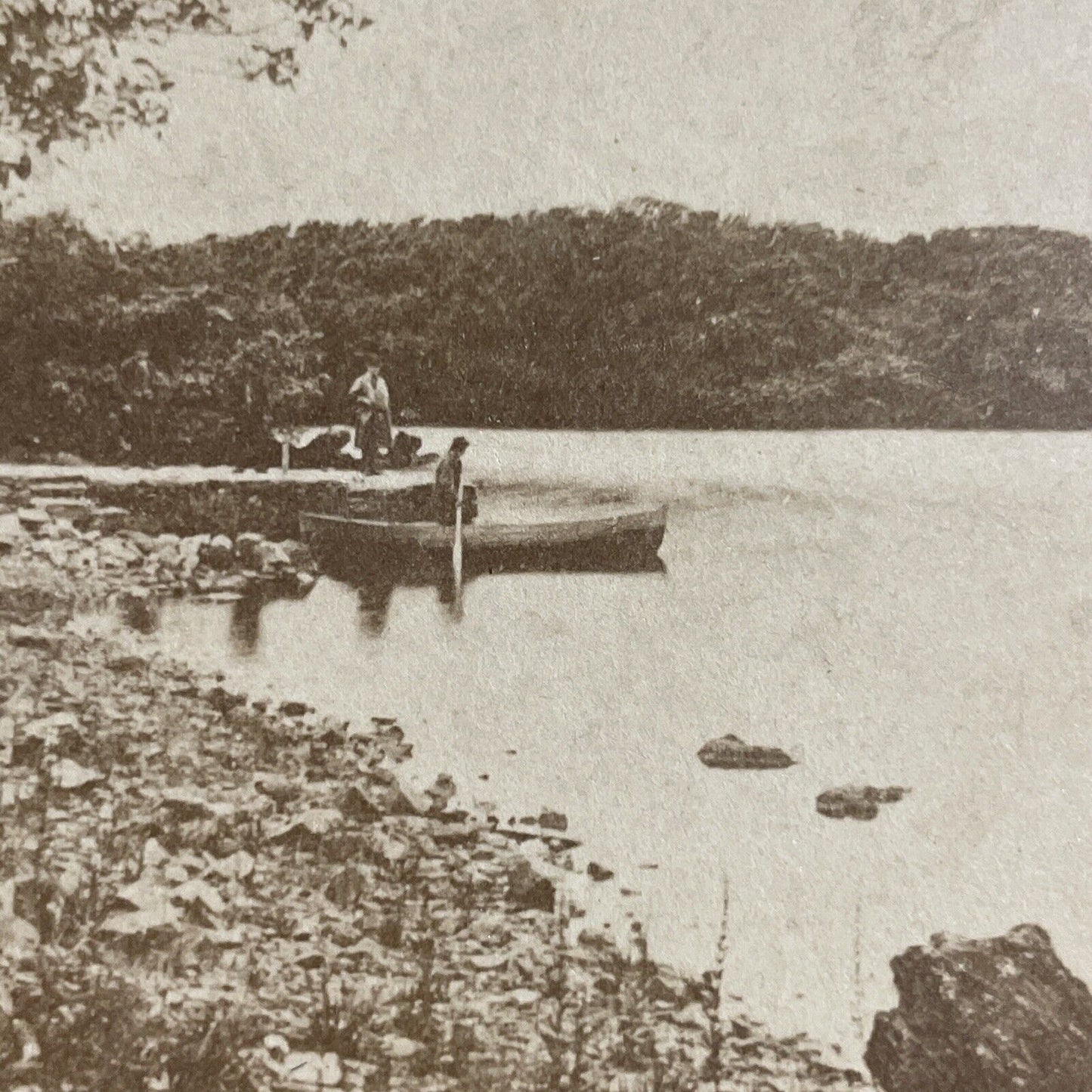 Antique 1870s Glendalough Lower Lake Ireland Stereoview Photo Card P4545