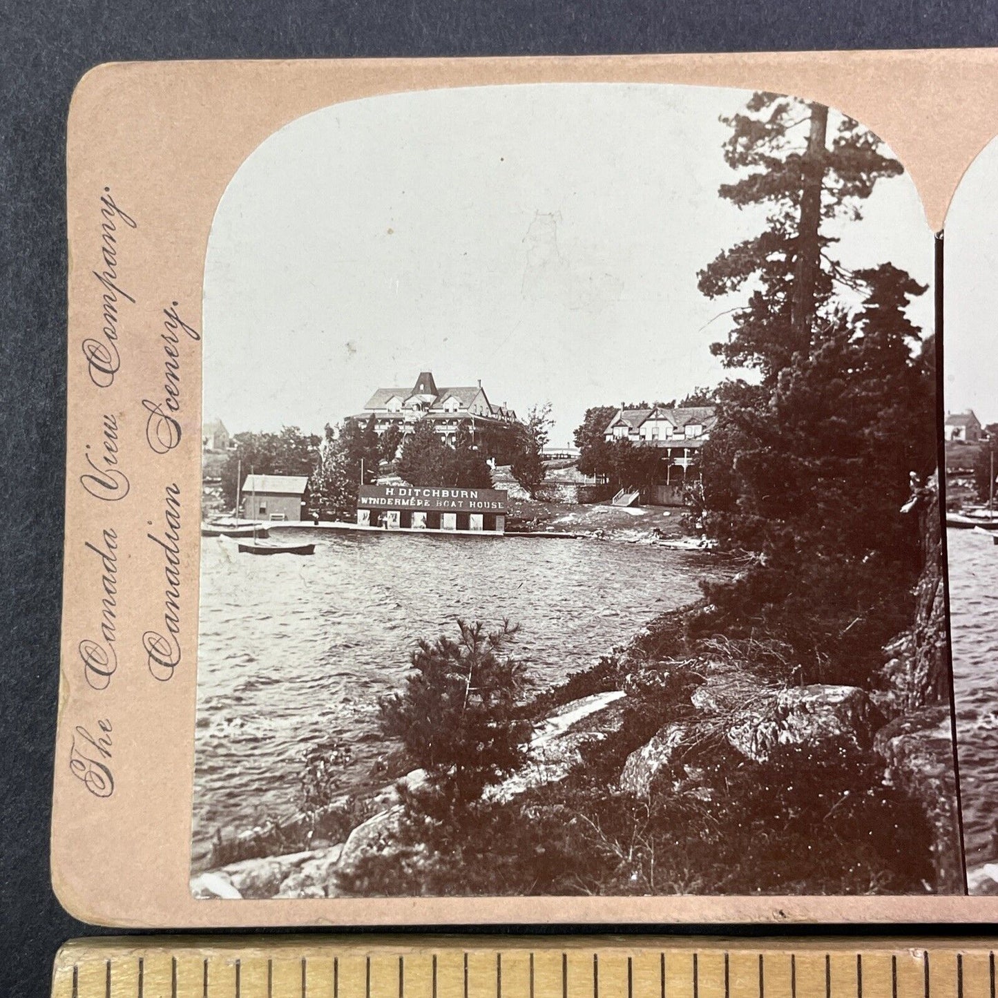 Windermere House Hotel Gravenhurst Ontario Stereoview Antique c1899 Y488