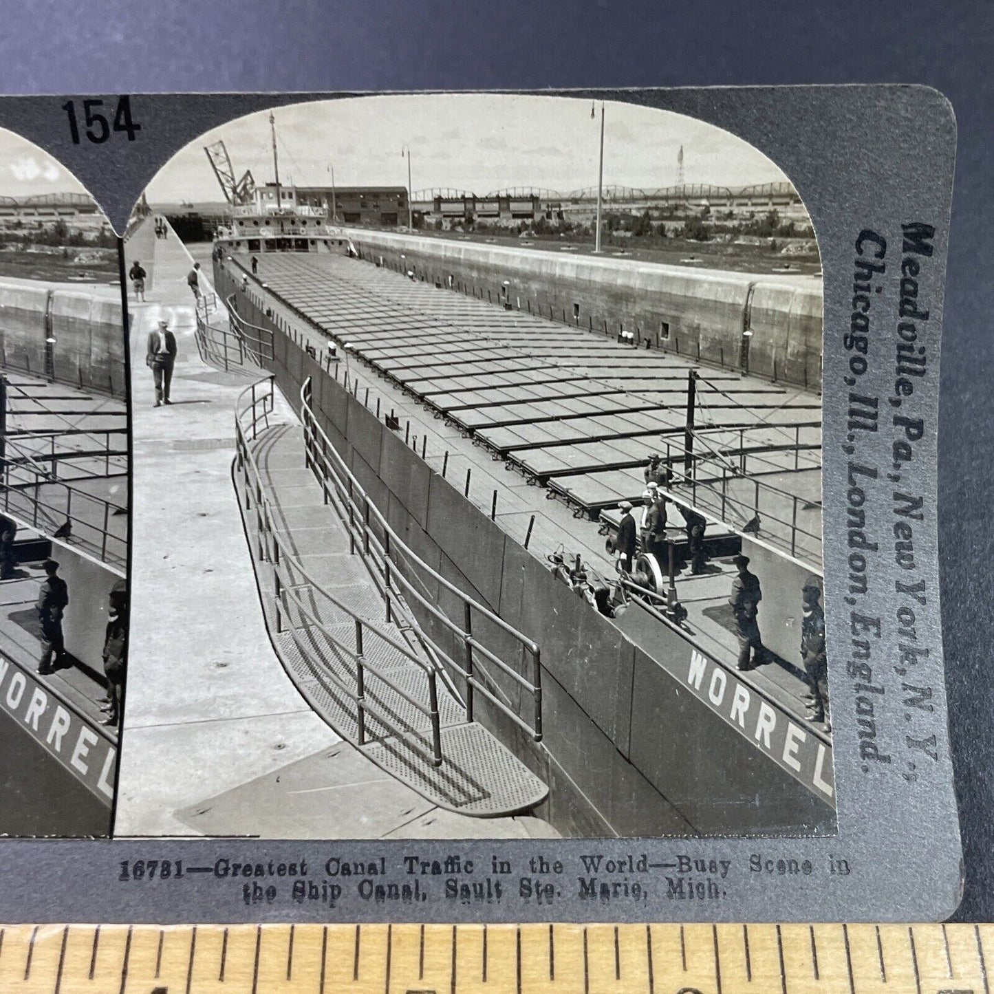 Antique 1920s Worrel Clarkson Ship Laker Vessel Stereoview Photo Card P3738