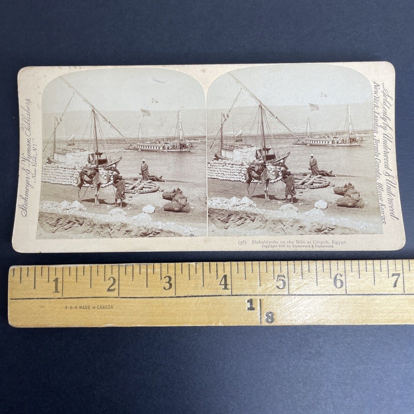 Antique 1897 US Trade Ship Nile With Egyptian Traders Stereoview Photo Card P900