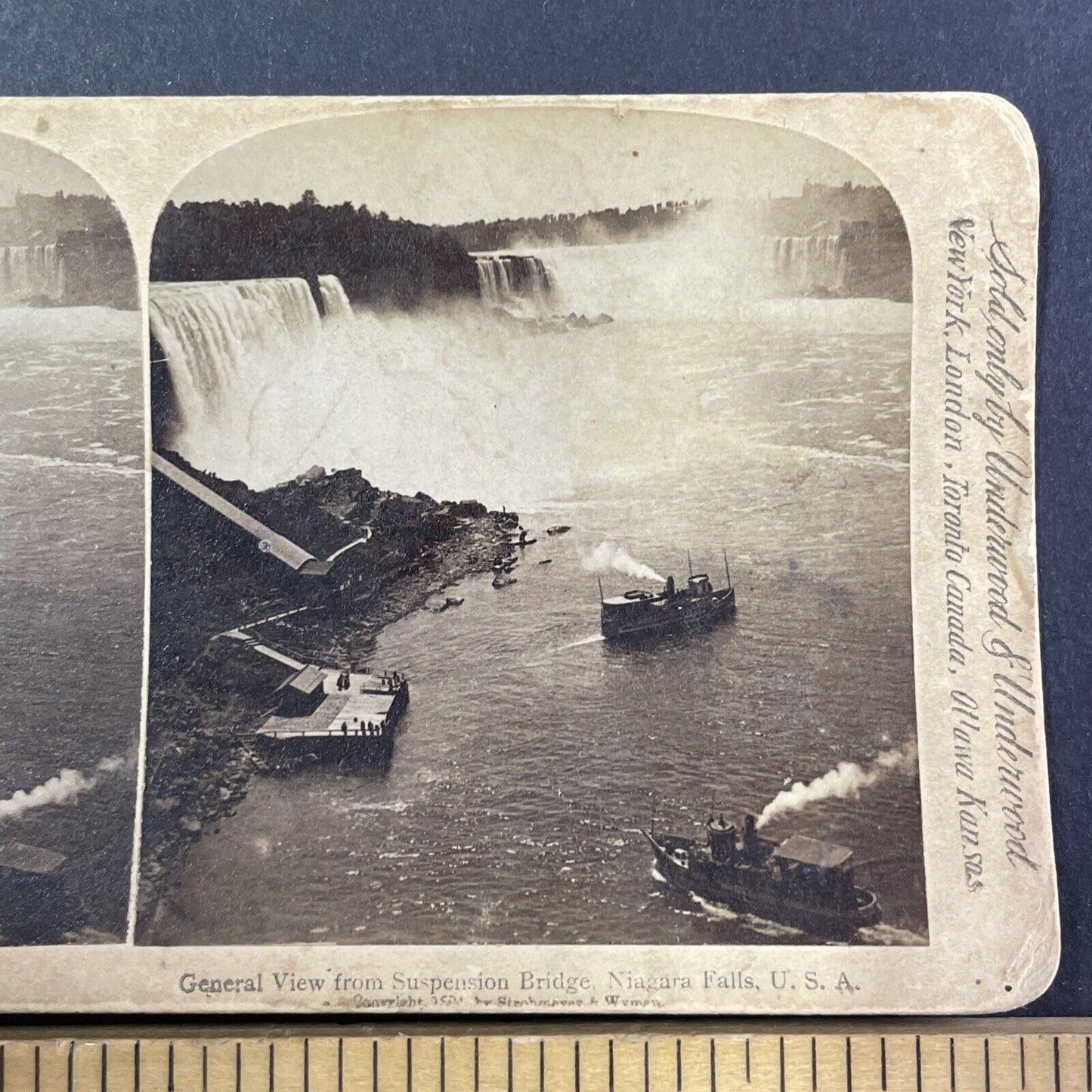 Maid of the Mist Steamer Dock Stereoview Strohmeyer Antique c1894 Y1779